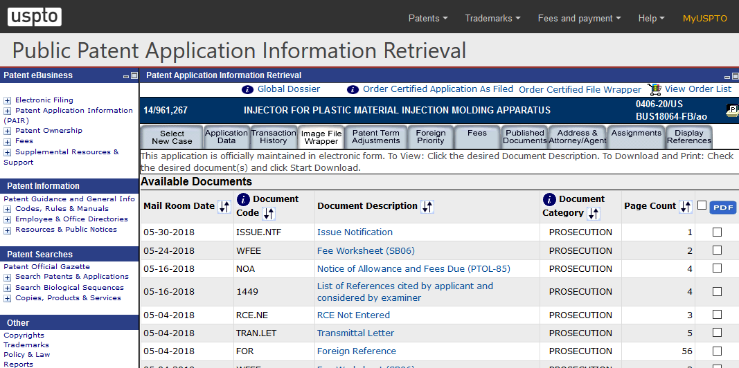 US PAIR – Image File Wrapper US PAIR – Image File Wrapper