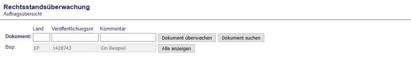 Screenshot Rechtsstands-Monitoring - Suche